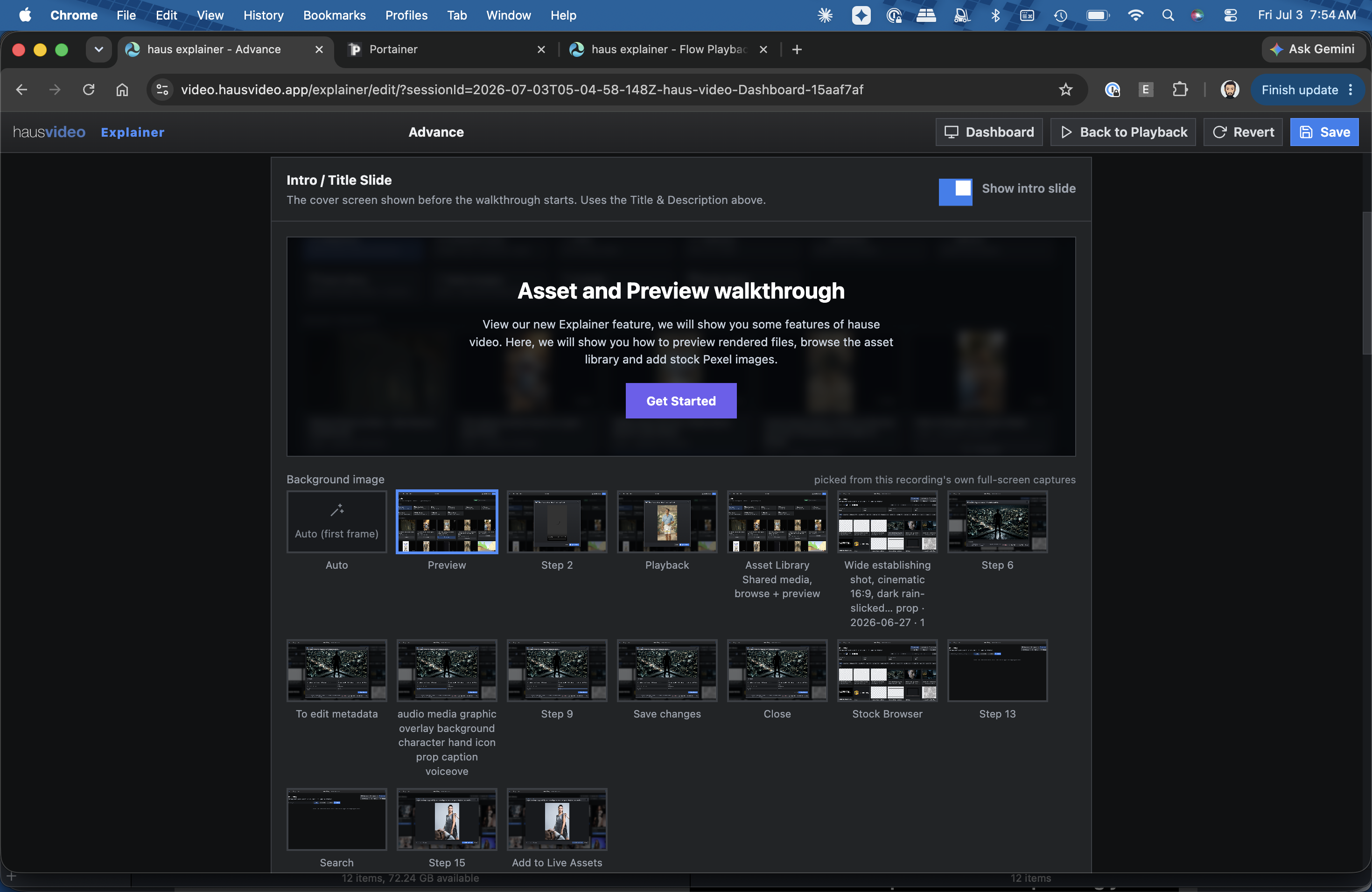 Advance Mode editor with step controls and zoom settings.
