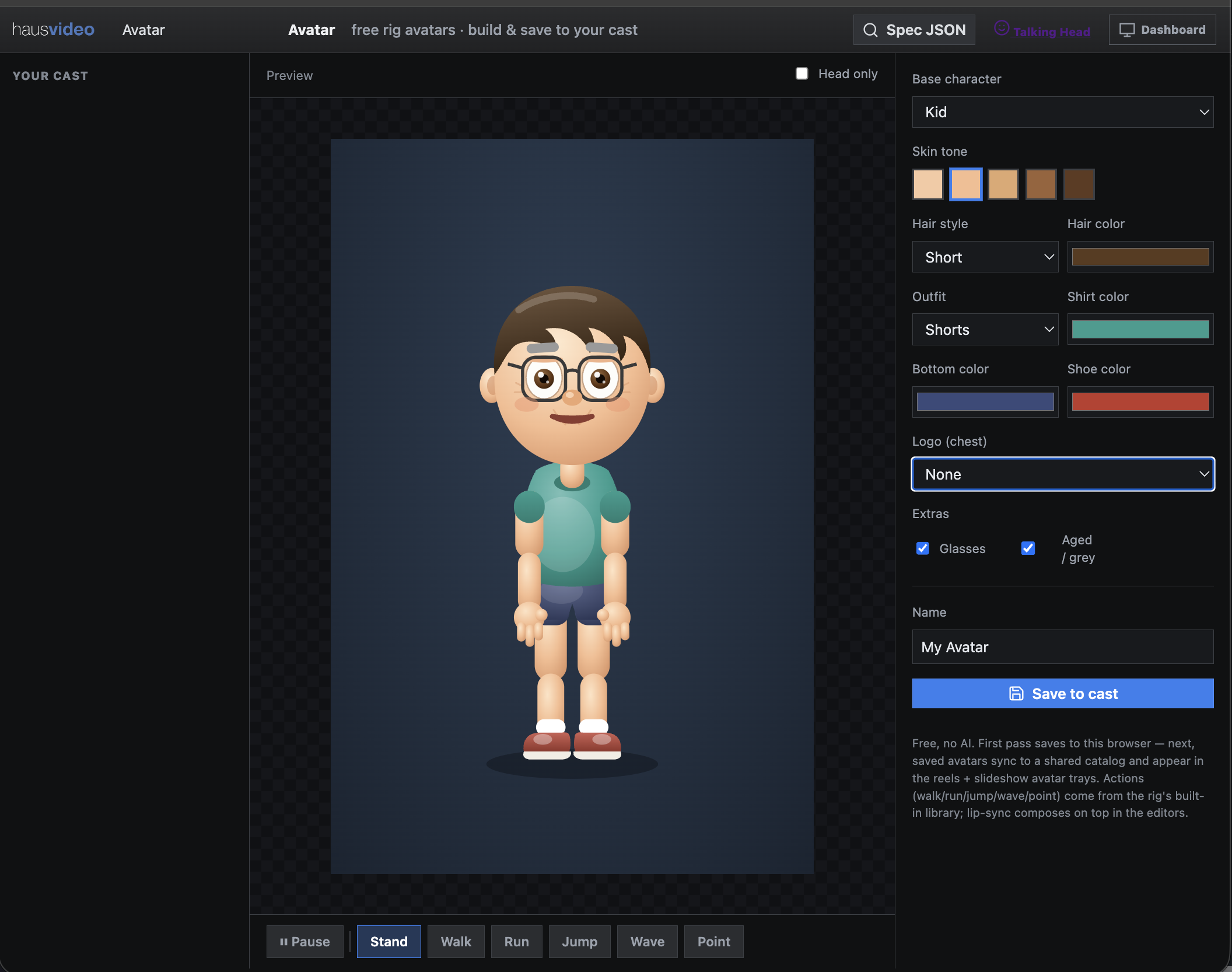 Avatar builder with customizable appearance controls.