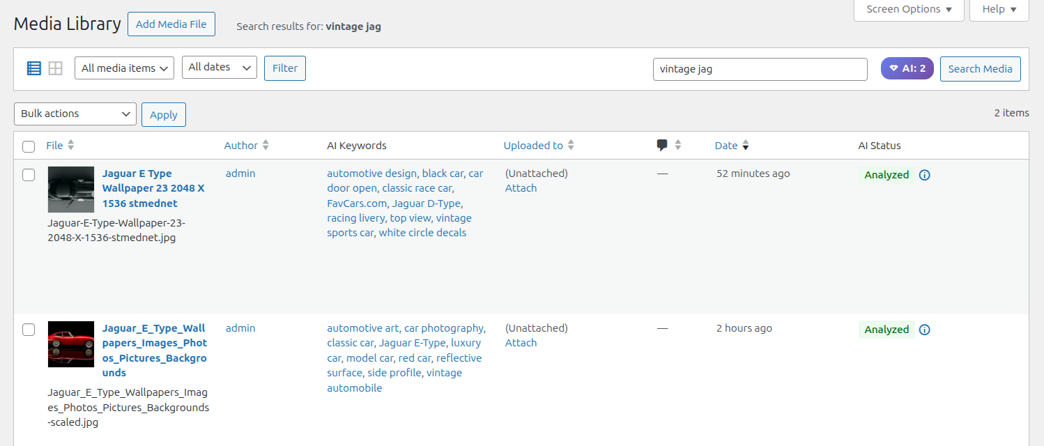 WP-Image — AI image analysis inside WordPress Media Library