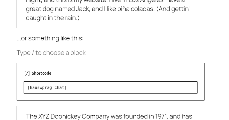 Shortcode placement in WordPress editor